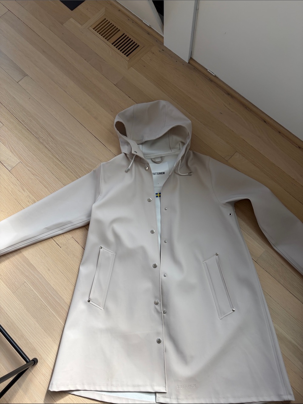 Stutterheim Beige Hooded Raincoat for women’s